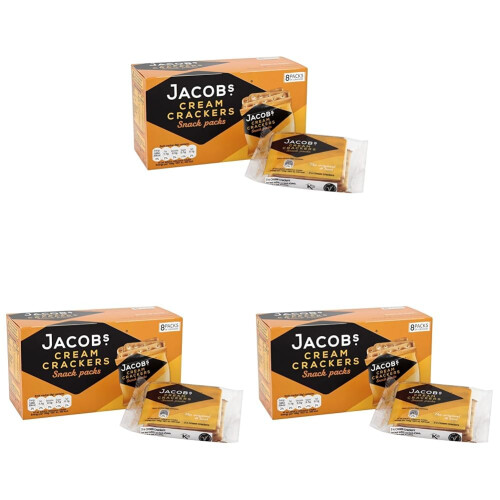 JACOBS Cream Cracker Multipack 8 Snack Packs 185 g Pack of 3