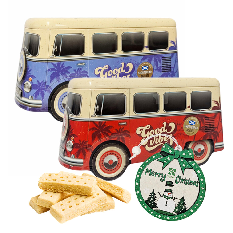 Topline Camper Van Shortbread Biscuit Tin 1 X 320G Randomly Selected Or T Red/Blue