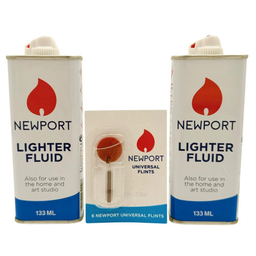 Newport Lighter Fluid  133ml  2Pack with 6X Universal Flints  Compatible wi