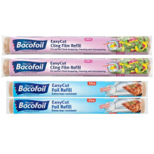 2 x EasyCut Cling Film Refill Roll 60m x 35cm 2 x EasyCut Tin Foil Alumini