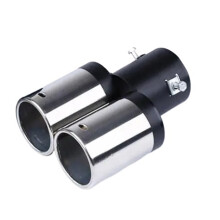 Tail Exhaust Pipe Stainless Steel Round Exhaust Muffler Tip 1 To 2 Dual Pipe Chrome Trim Car Rear Tail Throat Liner