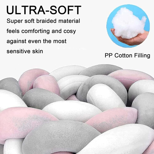 Organic Cotton Cot Bed Bumper AntiCollision Breathable Soft Baby Cot Protector Washable 200cm 2