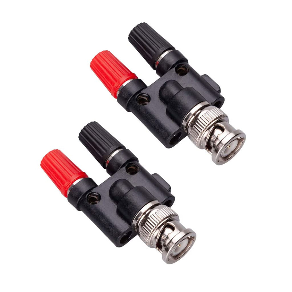2Pcs Bnc Male Plug To 2X4mm Dual Banana Jack Socket Binding Post Audio Adapter Connector For Lab And Test Equipment 9347817363944