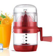Manual Citrus Juicer for Lemon and Orange, Easy Clean Handheld Squeezer with Measuring Scale, Red