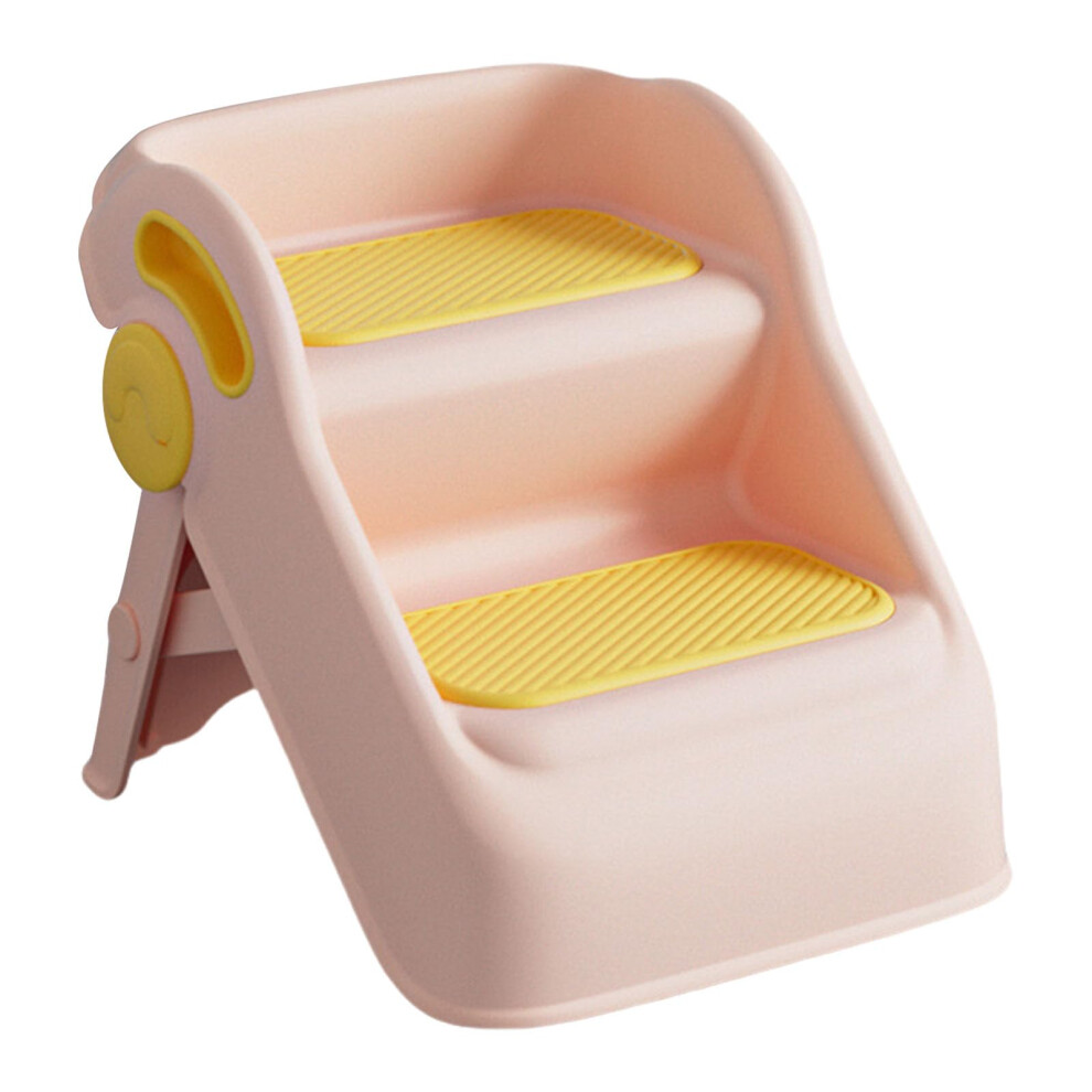Foldable Step Stool Nonslip Bathroom Antitilt 2Level Portable For Kids Pink