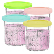 2025 4-Pack Ninja Creami Deluxe Replacement Pint & Lids, Compatible with NC501 NC500 Series
