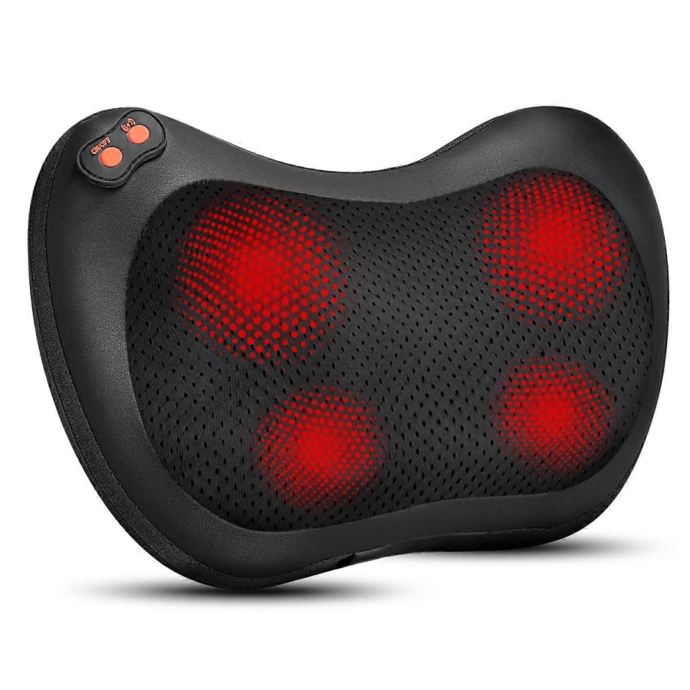 Black Back And Neck Massager, Shiatsu Massage Pillow With Heat