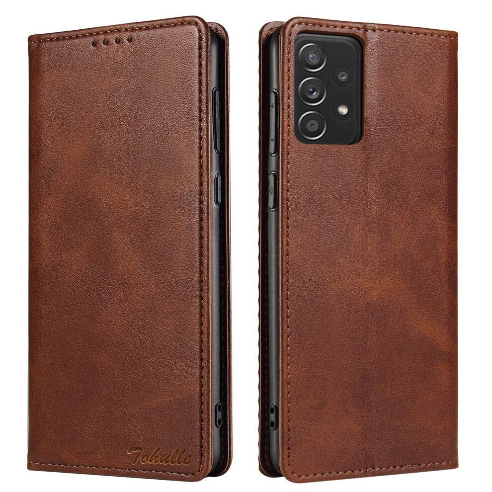 Case For Samsung Galaxy A53 5G Leather Wallet With Card Holder Kickstand Magnetic Closure Flip Folio Coffee Brown 9189345520891