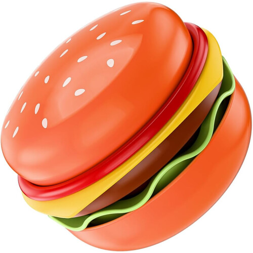 5PCS Ceramic Dinnerware Set with Playful Stackable Burger Shape Plates and Bowls for Kids and Adults 1