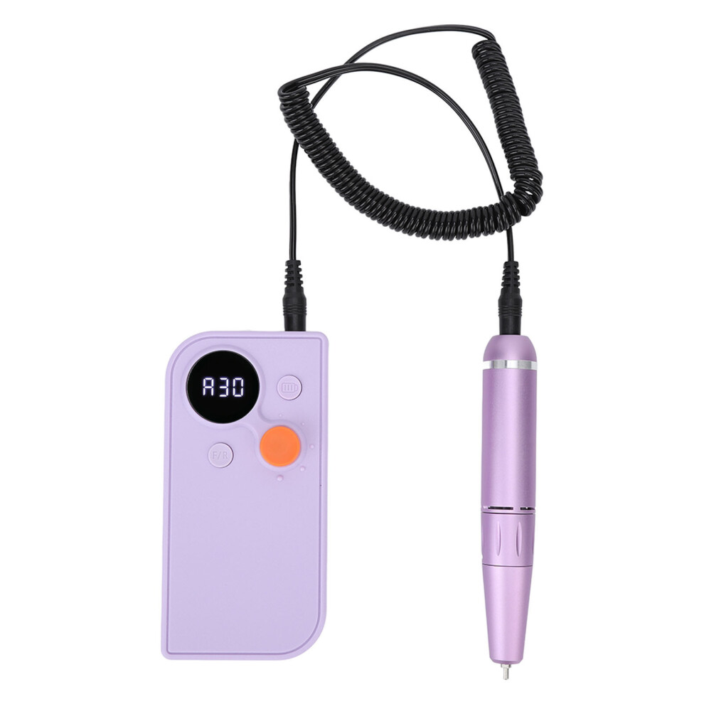 Purple Portable Electric Nail Drill 30000Rpm Polishing Kit 13.5Cm