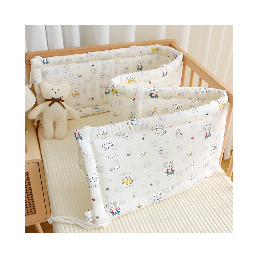 Breathable Cotton Crib Bumper with Soft Padding and Cot Bed Rail Guard for Baby Safety, 160x28cm