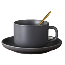 Vintage European Ceramic Coffee Mug Set with Saucers and Spoons, 200ml Blue Espresso Cups