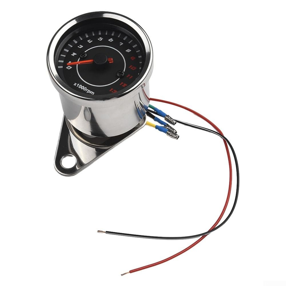 Motorcycle Tachometer 13000 Rpm With Led Backlight, 12V Stainless Steel Housing 9189345521713