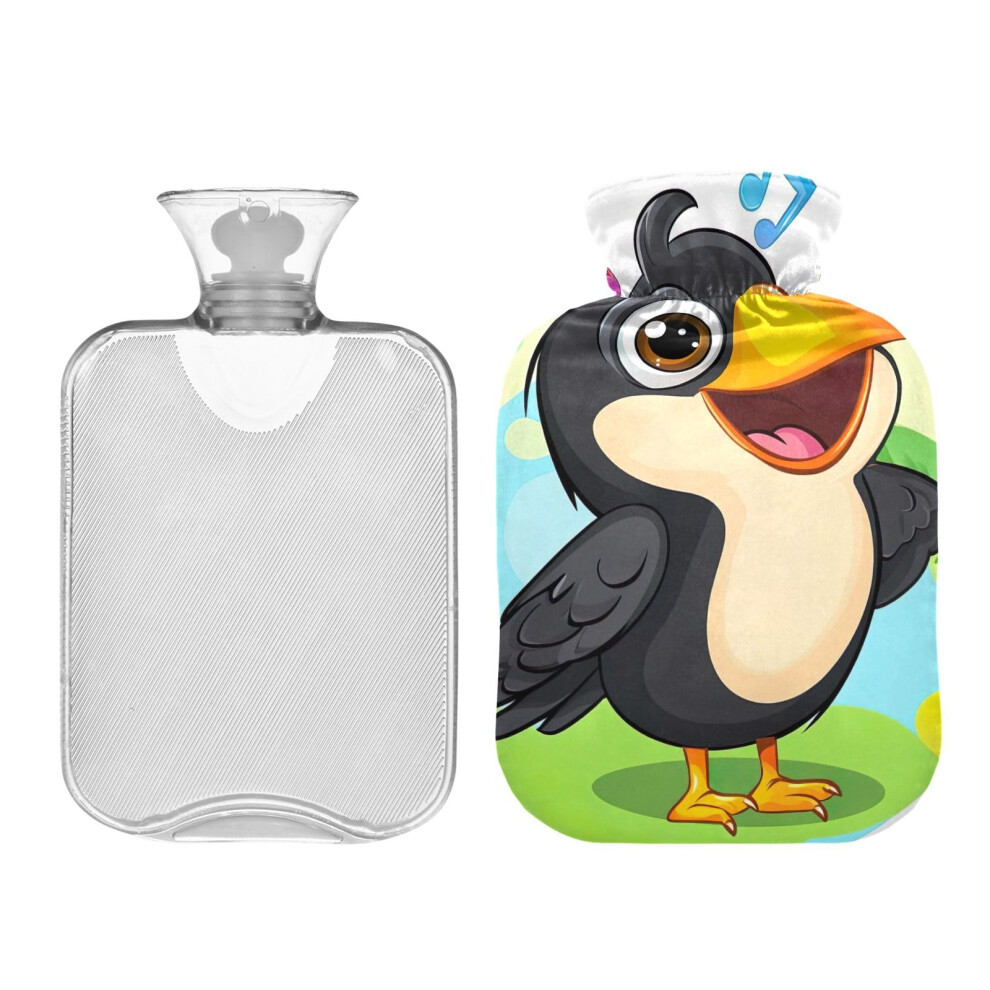 Cute Cartoon Hot Water Bottle with Soft Velvet Cover, 1L LeakProof Bag for LongLasting Heat Therapy