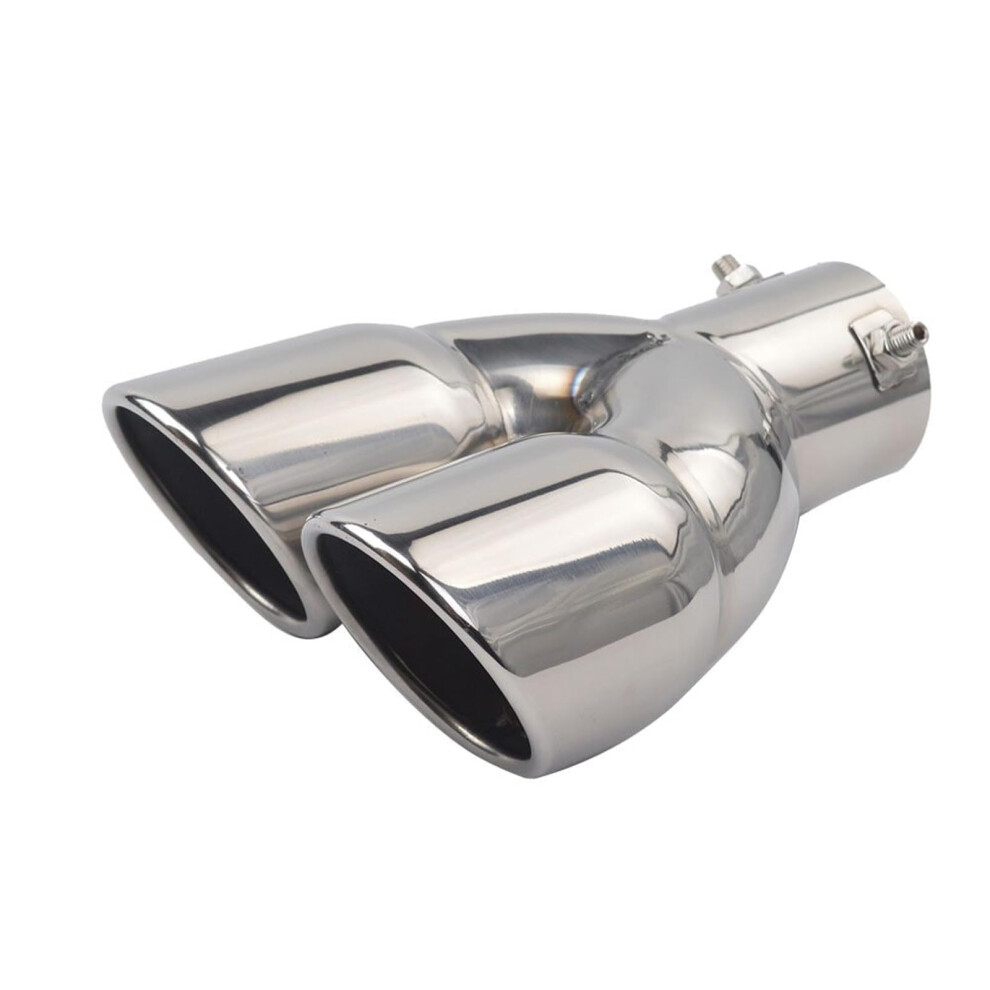 Car Tailpipe Universal Doubleoutlet Muffler Tip Stainless Steel 63Mm Pipe Chrome End Trim Modified Tail Throat Liner 9382693073105