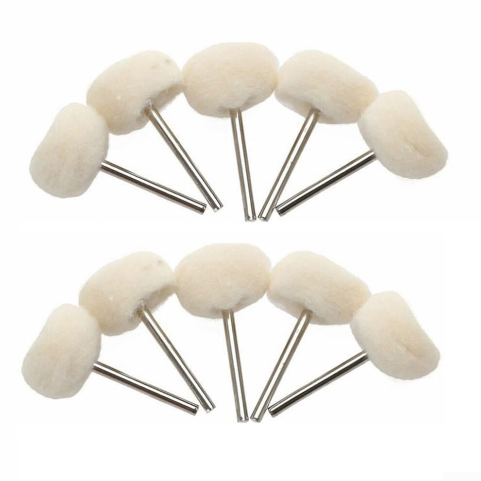 Wool Polishing Brush Set 10 Pcs For Buffing And Finishing Ball Wheels 2.35Mm And 3Mm Shanks For Metal And Stone 9347817365856
