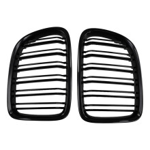 Glossy Black Front Bumper Dual Slat Front Kidney Grill Grille For- X1 Series E84 SDrive XDrive 2009-2015