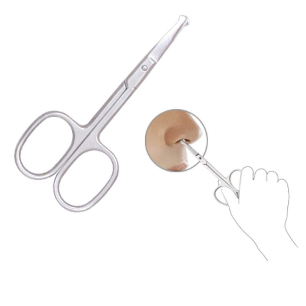 Stainless Steel Nose Hair Scissors with Rounded Safety Tips for Gentle Ear and Nose Hair Trimming