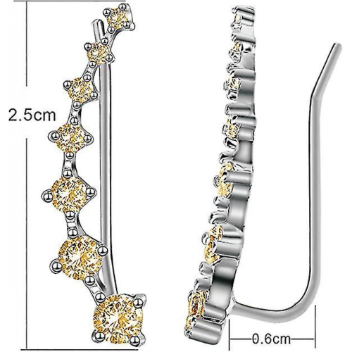 925 Sterling Silver 7 Diamond Row Ear Hook Stud Earrings 2