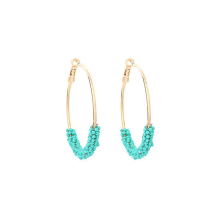 Geometric Large Circle Earrings Hand-woven Rice Bead Earrings for WomenTurquoise green