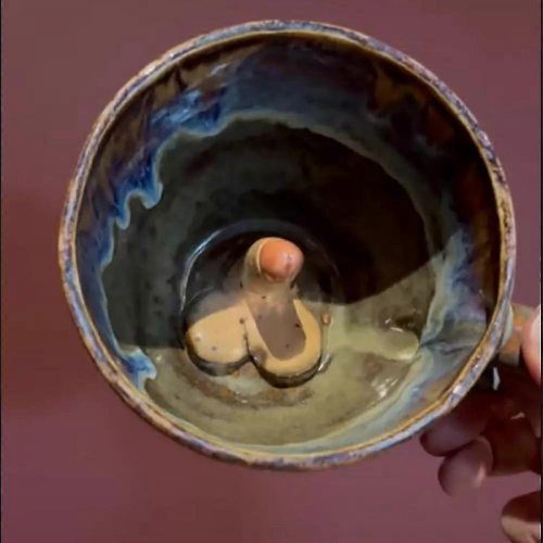 Handmade Glazed Ceramic Sausage Surprise Mug - Unique Fun MugGreen 2