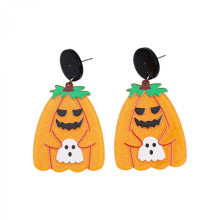 Spirit Pumpkin Skull Flower Drop Earrings Halloween Acrylic Jewelrypumpkin with ghost