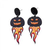 Spirit Pumpkin Skull Flower Drop Earrings Halloween Acrylic JewelryPumpkin Head Flame T
