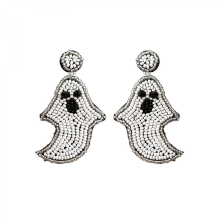Spooky Ghost Dangle Earrings Handmade Beads Halloween JewelryWhite