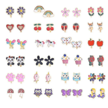 24 Pairs Kids Clip-On Earrings, Cute Flower Metal Earrings for Girls Dress Up