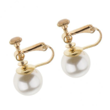 2x1 Pair U-Shaped Faux Pearl Non-Piercing Ear Clips Screw Back Gold