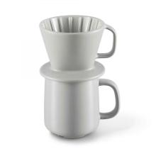 Ceramic White Hand Brewed Coffee Mug with Built-in Filter
