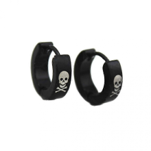 Stainless Steel Skull Crossbones Hoop Cuff Earrings for Men Punk