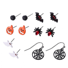 Pairs Halloween Jewelry Pumpkin Spider Bat Ghost Ear Studs Hook Earrings
