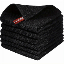 6pcs Antibacterial Waffle Dish Towels, Thickened Kitchen Cleaning Cloths for Sink & Stove, Washable & Durable, 4-Piece Set6pcs Black