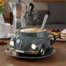Beetle Shaped Coffee Mug Creative Funny Car Coffee Cup Men GiftsGray