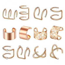 2 orecchini a cerchio in acciaio inossidabile con elica, orecchini a clip in oro rosa unisex