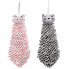 Chenille Cartoon Hand Towels Set of 2, Microfiber Kitchen Handball Hanging Towels