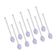 10-Piece Glass Teaspoons Set, Dishwasher Safe Stirring Spoons for CoffeePurple