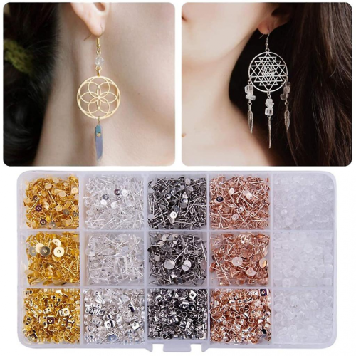 2600pcs 4mm/6mm Metal Earring Pad Stud Posts DIY Earring Making Supplies 1