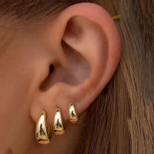 Jstyle 3 Pairs Gold Hoop Earrings Set for Women, Chunky & Small Huggie Hoops, 14K Gold Filled HypoallergenicGolden