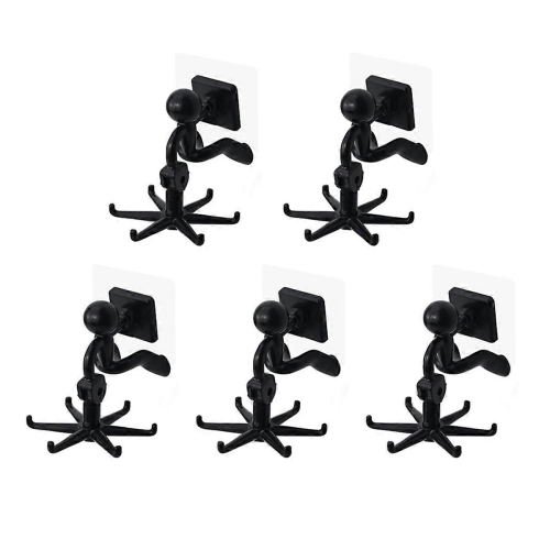 360 Rotating 5-Piece Kitchen Utensil Holder Hook SetBlack