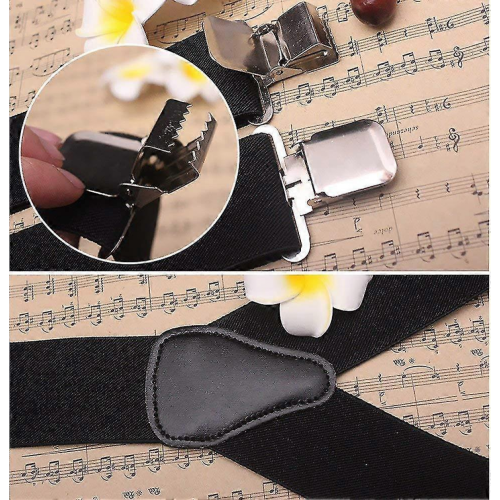 Bretelle larghe 5 cm con 4 robuste clip a forma di X per uomo e donna 2