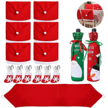 15-Piece Christmas Tableware Set with Table Runner, Chair Covers, Wine & Cutlery Bags