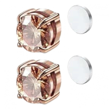 1 paio di orecchini a bottone con clip magnetica in cristallo per donna e uomo, orecchini punk rotondi in zircone non piercing, dorati