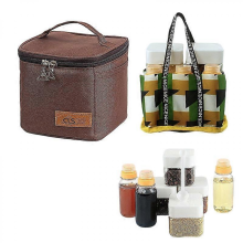 Portable 7-Piece Outdoor Spice Bottle Set for Camping Kitchensbrown