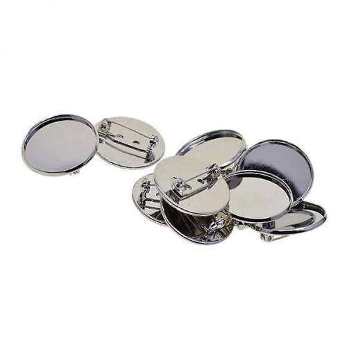 2x10Pcs 25mm Silver Brooch Blank Cabochon Bezel Setting Trays