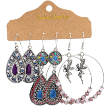 Vintage Boho Ohrhänger aus Metalllegierung in geometrischer Fächerform für Damen 20908-10