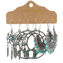 Orecchini pendenti in lega a forma di ventaglio geometrici vintage Boho per donna 20908-12