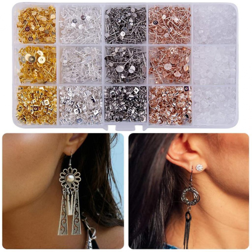 2600pcs 4mm/6mm Metal Earring Pad Stud Posts DIY Earring Making Supplies 2