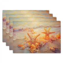 Sets Coastal Nautical Starfish Shell Placemats 12x18 Inch Ocean Theme Kitchen Decor Cotton Fabric